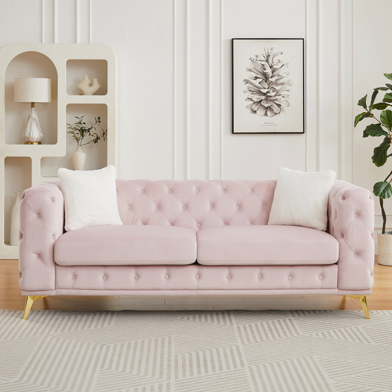 Canapé moderne pour le salon, Rose, H 30,25 po x l 82,5 po x P 32,75 po