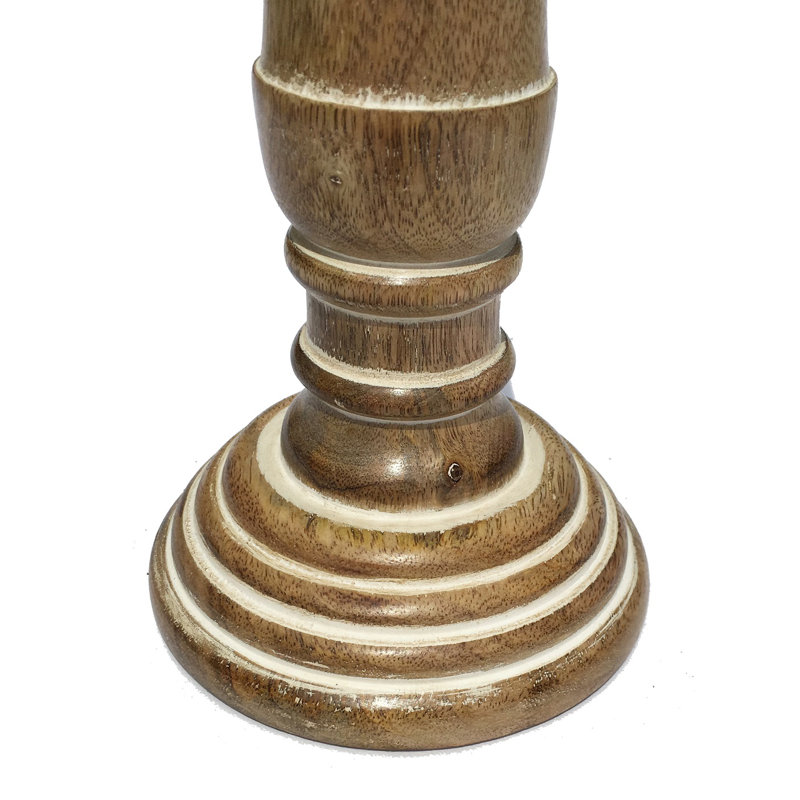 Wood Tabletop Candlestick, 45cm H x 15cm W x 15cm D