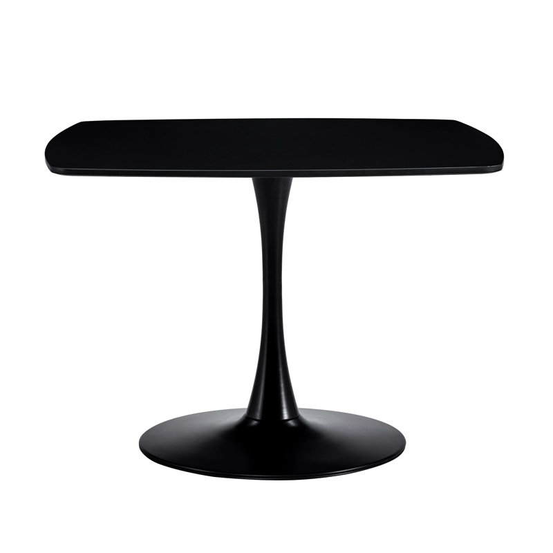Table de salle à manger de 42,1 po pour 4-6 personnes, plateau avec pieds en métal, espace et élégant piédestal Mid-Century noir, option polyvalente
