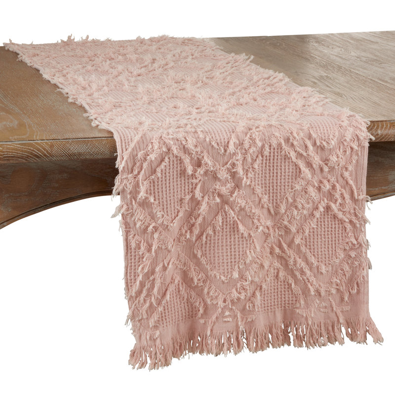 Zosia Geometric 100% Cotton Table Runner, Rose, 16" x 72"