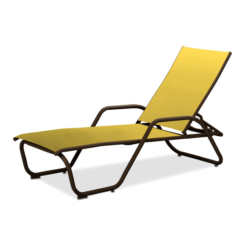 Outdoor Rust-Resistant Metal Chaise Lounge, Textured Kona, Yellow 43D