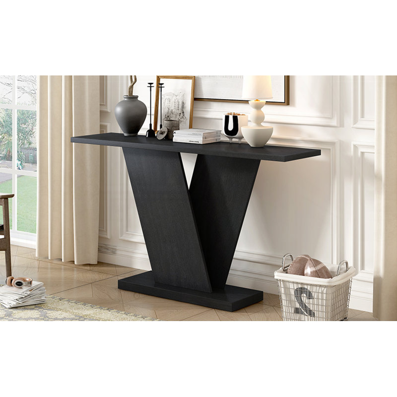Console Mirod avec placage en bois naturel, Noir