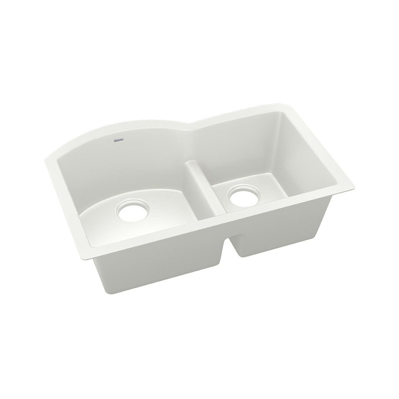 Évier de cuisine à double cuve encastrable L 33 po x L 22 po quartz luxe, Parchemin