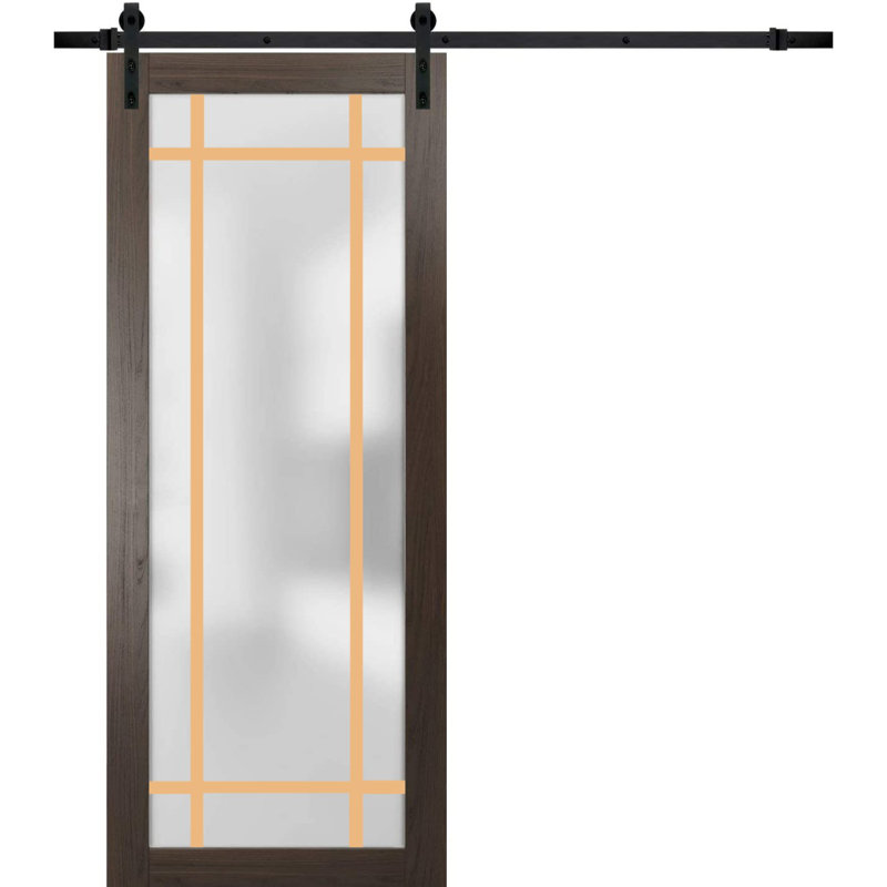 Porte de grange en bois manufacturé 2113, Chocolat cendré / noir, 30 po x 96 po