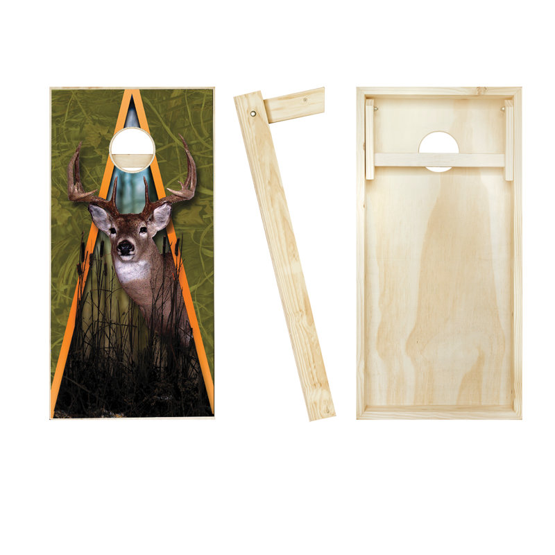 Ensemble de cornhole en bois massif 2 'x 4' avec sacs, Rouge / bleu royal