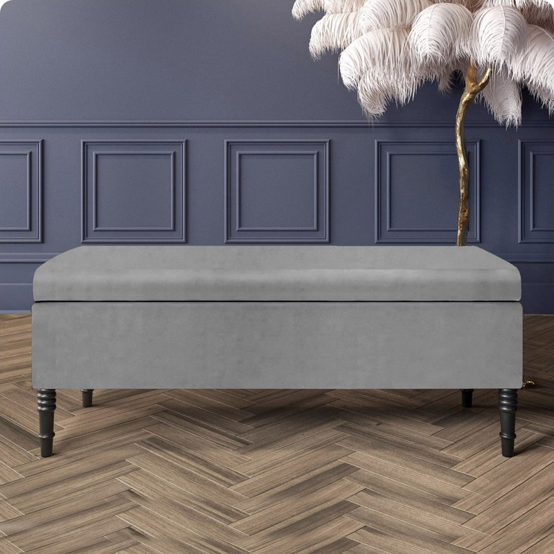 Paris Plain Ottoman Storage Bench - Plush Velvet Shoe Bench - Upholstered Footstool with Storage, 50cm H x 180cm W x 40cm D