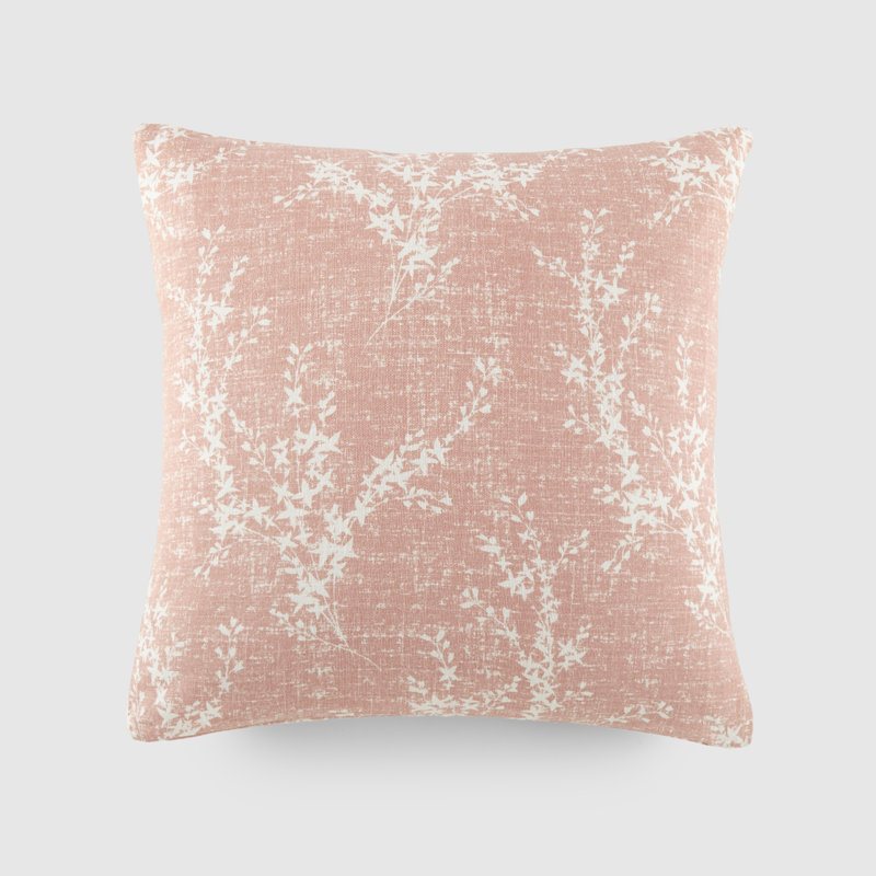 Elegant Patterns Cotton Decor Throw Pillow in Willow, Pink