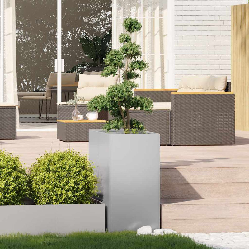 Planter, 80cm H x 80cm W x 40cm D, Silver