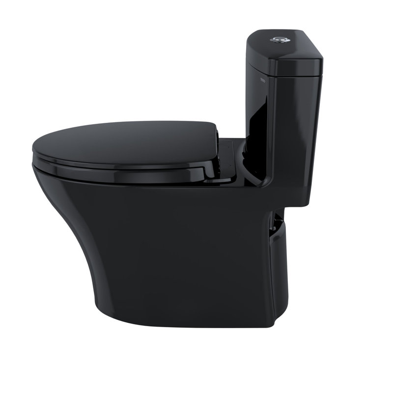 TOTO® Aquia® IV One-Piece Elongated Dual Flush 1.28 and 0.9 GPF Universal Height, WASHLET®+ Ready Toilet, Ebony