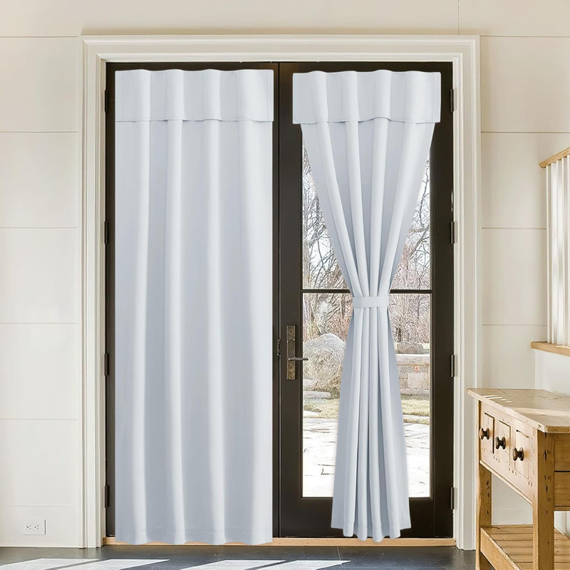 NICETOWN Door Curtains for Kitchen, Short Blackout Curtains , Self Adhesive Portable Window Cover for Front French Door, Adjustable Shade for Glass, 1 PC