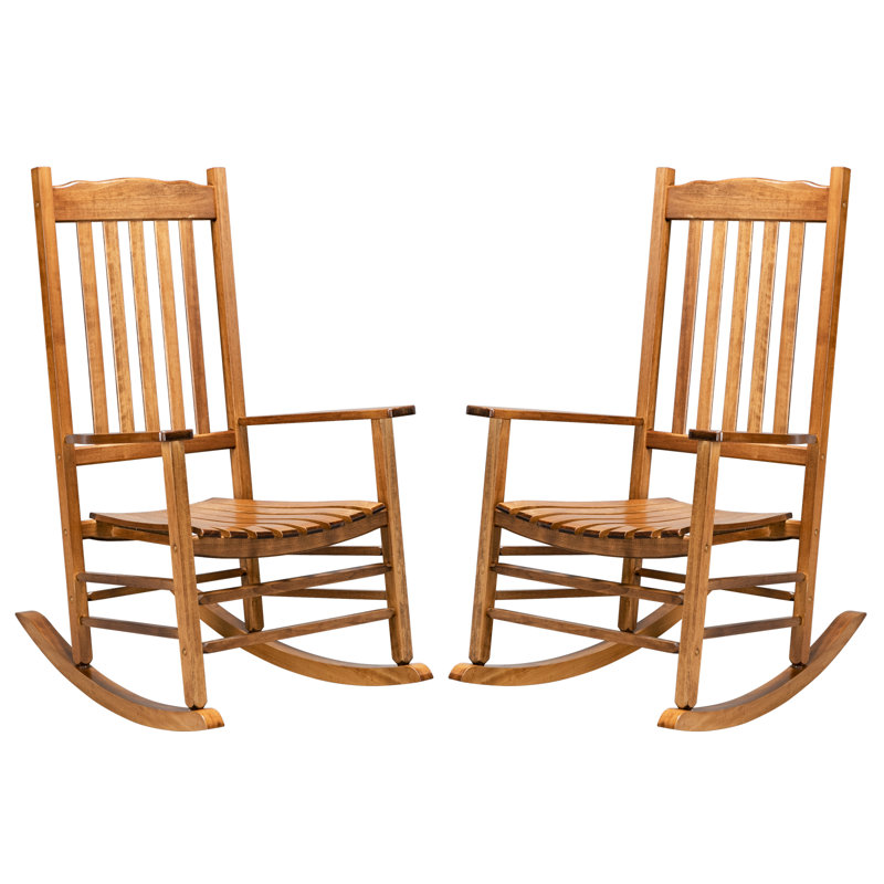 August Grove Classic Solid Wood Patio Rocking Chair (Set Of 2 ...