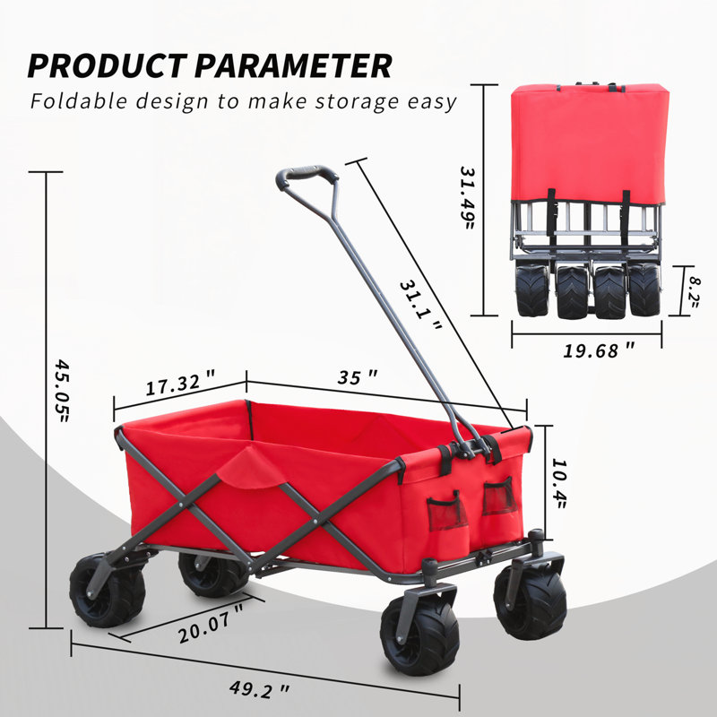 Chariot de jardin pliant utilitaire pour chariot de camping