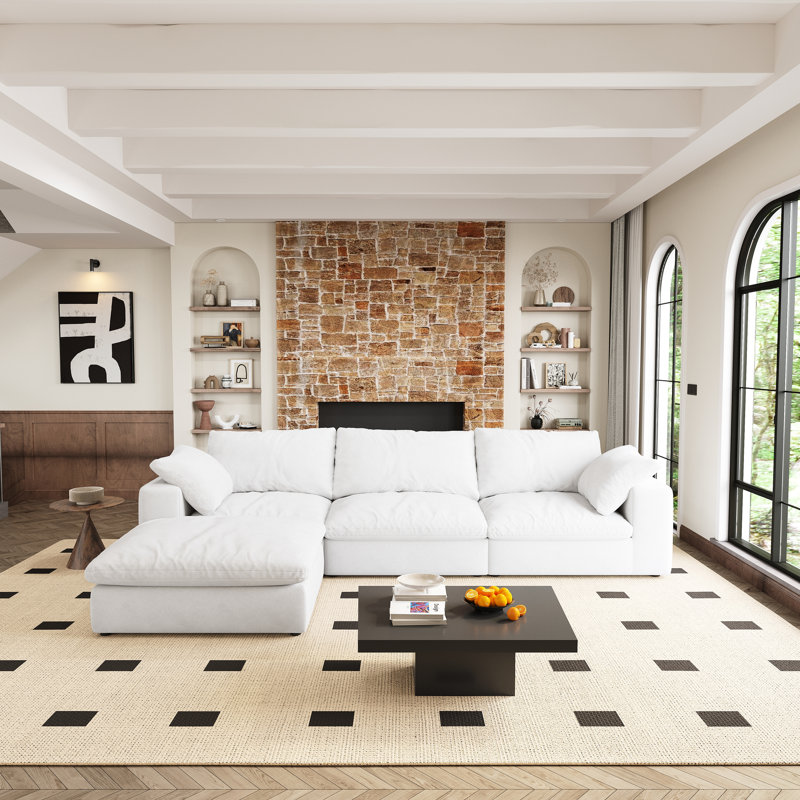 Comfortable And White - Feather-filled Cushions Modular Construction For All Occasions Feather Cushioning Movable Design A Peaceful Experience