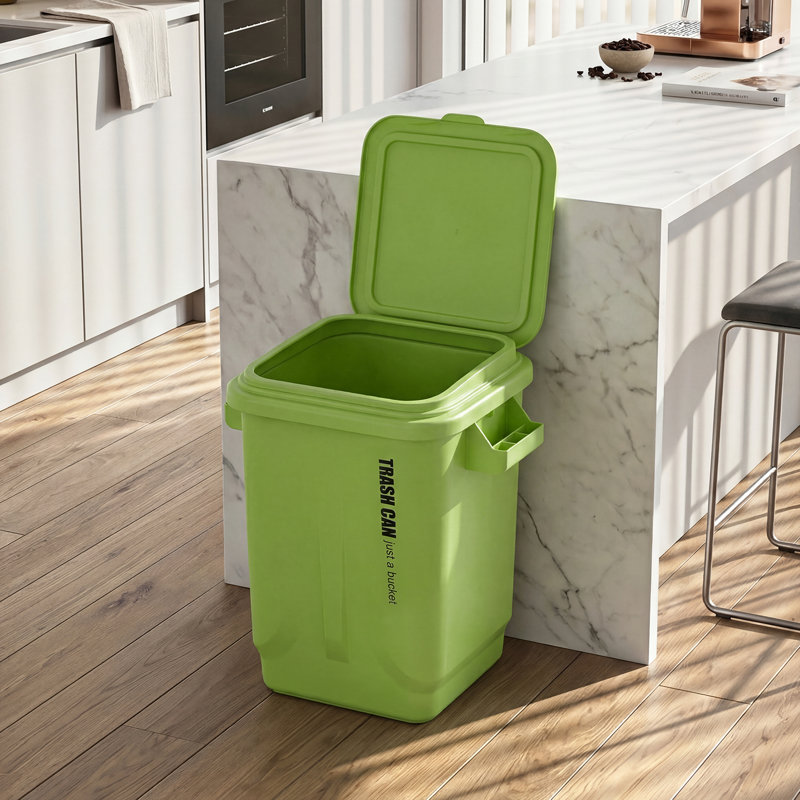 PP Kitchen Trash Can, Green