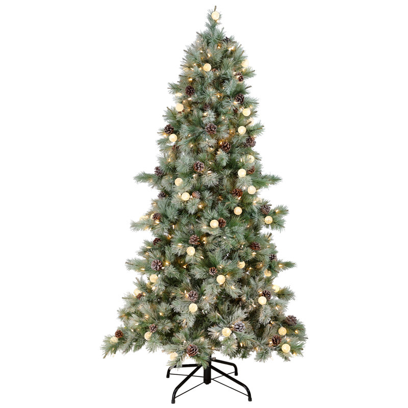 Pre-Lit Medium Artificial Bottle Brush Christmas Tree -Warm White LED Lights, 6.5