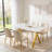 51'' Marble Design Tempered Glass Rectangular Dining Table with Metal Legs, Gold-412026618