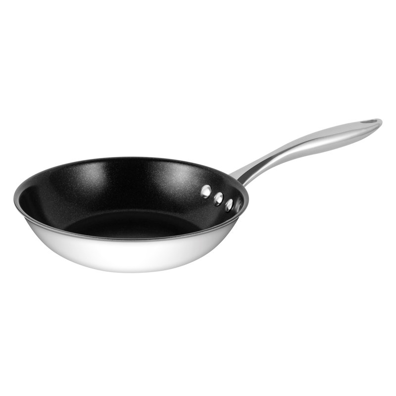 Poêle en acier inoxydable par Ozeri, édition restaurant 100% sans PTFE, l 8 po, Noir