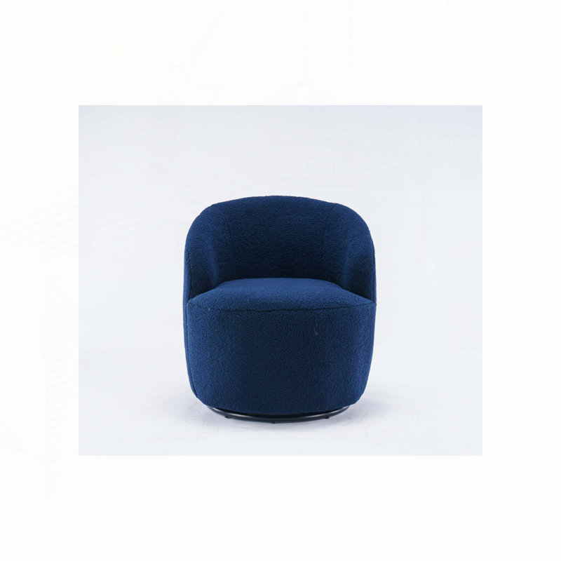 Swivel Barrel Chair, Dark Blue Fabric