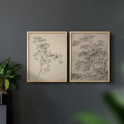 Croquis rétro, impression giclée encadrée - ensemble de 2