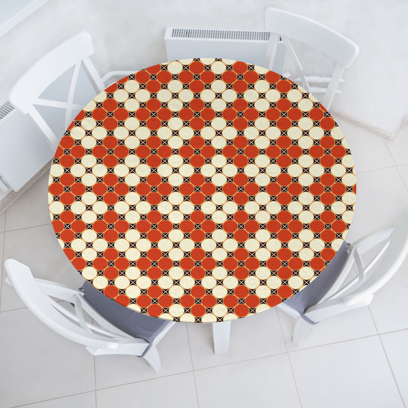 Gracie Oaks Retro Fitted Round Tablecloth 45