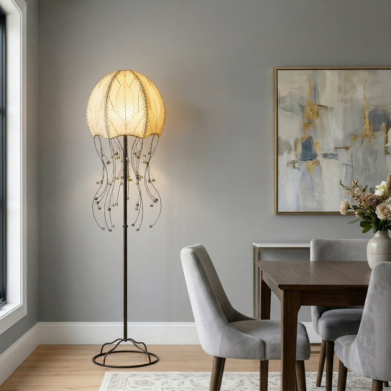 Lampe sur pied 64 po Dobbin Jellyfish, Naturel