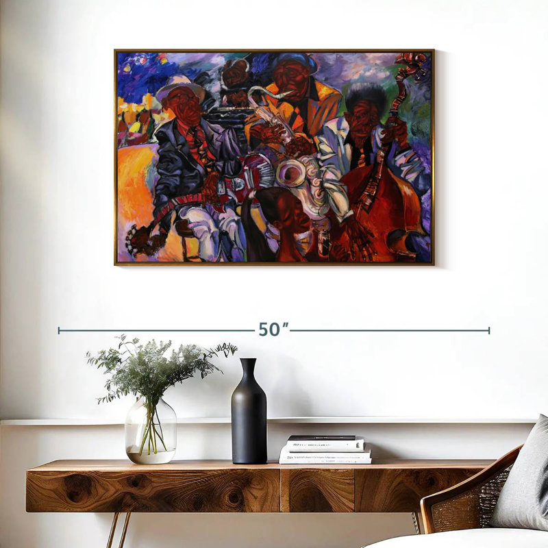 Jazz Band artistes, Cadre flottant doré, 37 po x 25 po