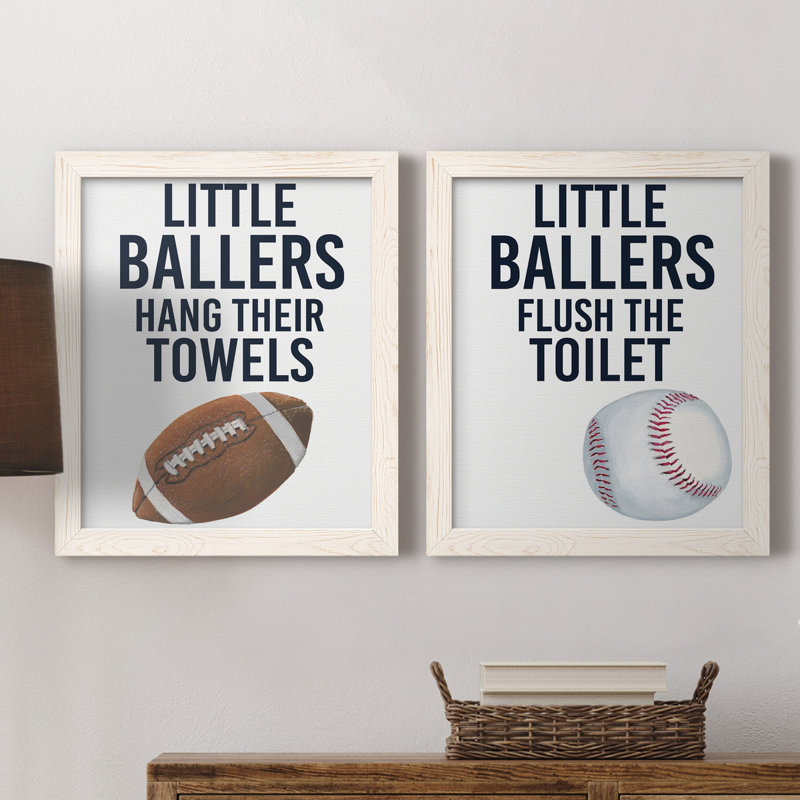 Little Ballers III - ensemble de 2 impressions encadrées, H 17 po x l 20 po x P 1 po, Toile blanche encadrée, Pas de tapis