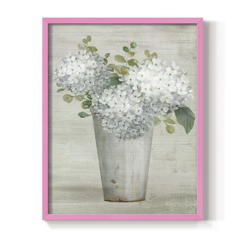 «Simply Hydrangeas II», reproduction encadrée - bois massif, H 21 po x l 17 po, Rose