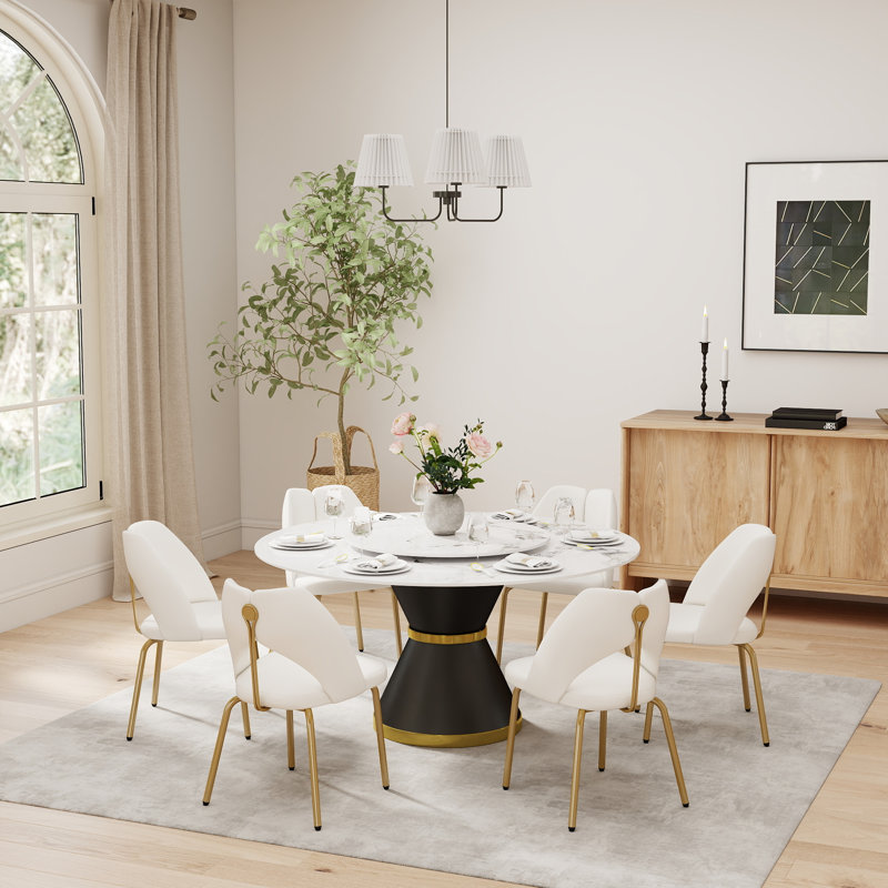 Table de salle à manger Ryding, H 29,5 po x L 59 po x l 59 po, Patek blanc