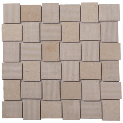 1.6 x 1.9 Marble Basketweave Mosaic Tile