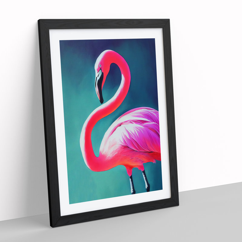 Flamingo Aglow - Single Picture Frame Print, 64cm H x 46cm W, Black