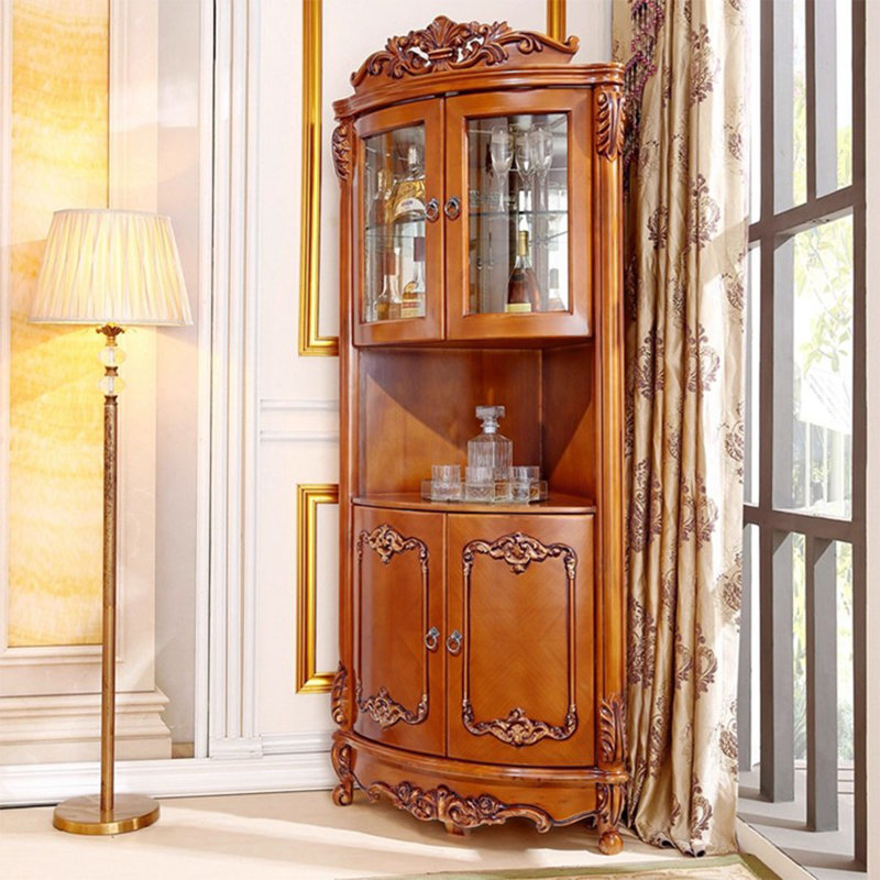 Armoire de coin en bois massif brun, H 78,74 po x l 23,62 po x P 35,43 po, Brun