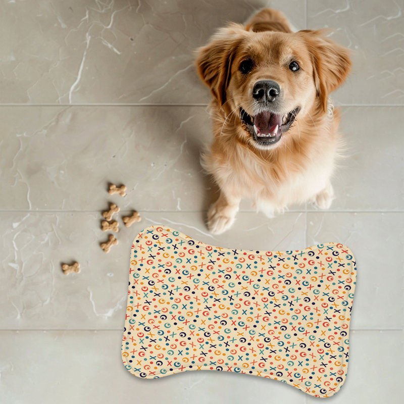 Retro Hue Flow - 1 Piece Bone Shape Feeding Mat
