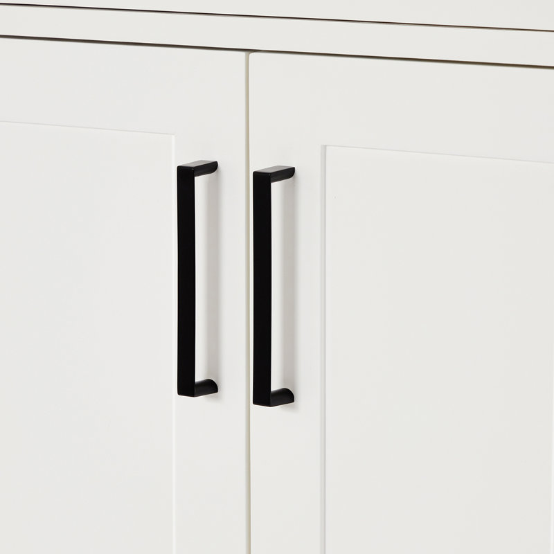 Meuble-lavabo simple en bois massif Jameal avec plateau en marbre de Carrare 0,75 po, Blanc, Forme rectangulaire