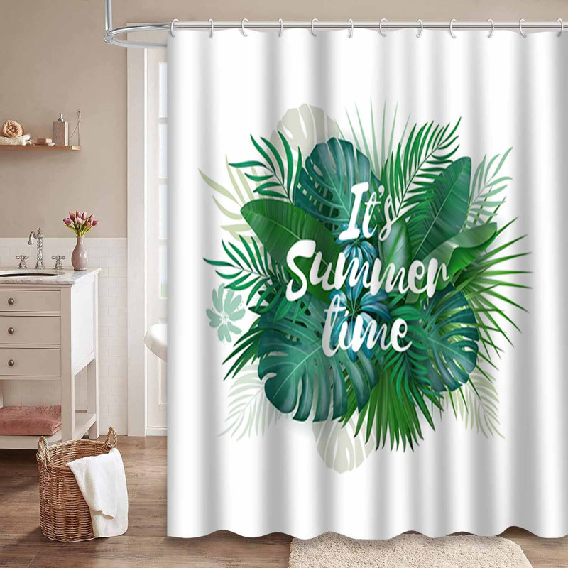 Rideau de douche imperméable à motif de palmiers avec 12 crochets, L 72 po x l 78 po