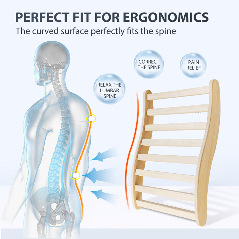 Anchor S-Shape Hemlock Wood Ergonomic Sauna Backrest