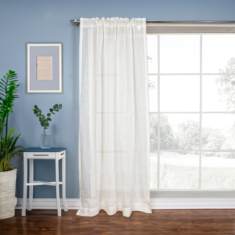 Larkin Linen Sheer Single Curtain Panel Panel, 52" W x 84" L, Ivory