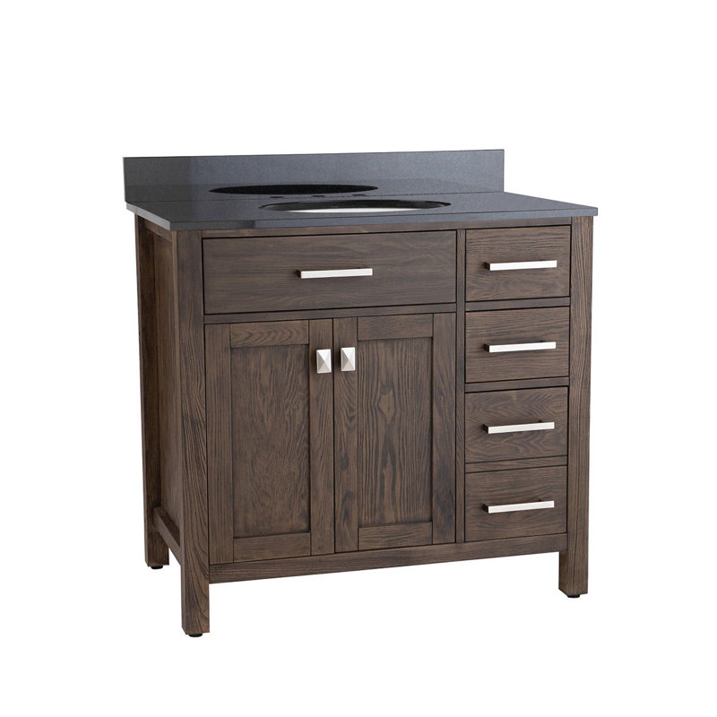 Ensemble de meuble-lavabo simple 36 po Mason Hill, Chêne foncé, Noir