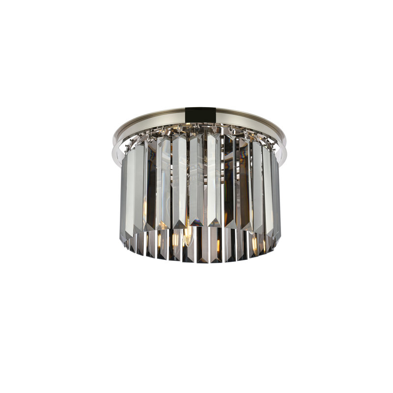 Yazmin Flush Mount, Gray, Polished Nickel