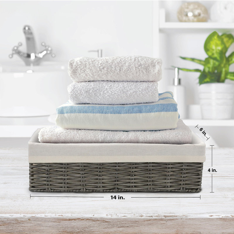 Gray Wicker Storage Baskets Set with White Lining