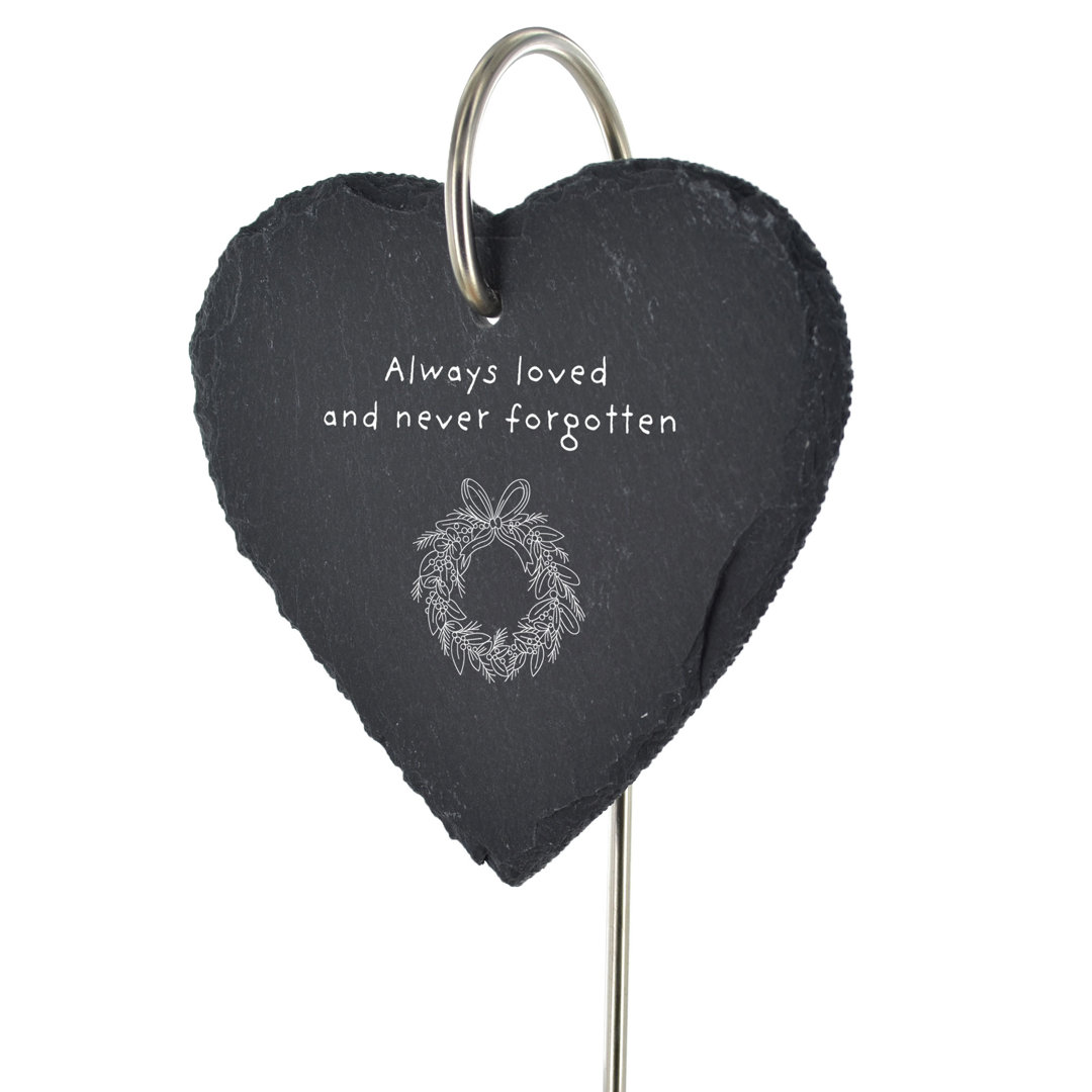 Bohen Slate Heart Christmas Grave Marker Memorial Plaque