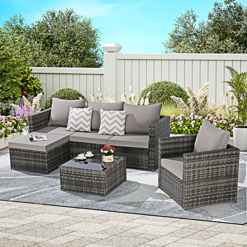 3 Pieces Outdoor Conversation Set, Light Gray