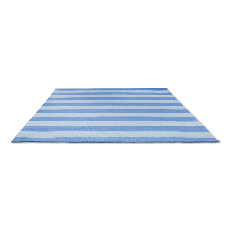 Tapis intérieur / extérieur bleu ciel en polypropylène crocheté à la main Rectangle, Rectangle 4 pi 7 po x 6 pi 7 po