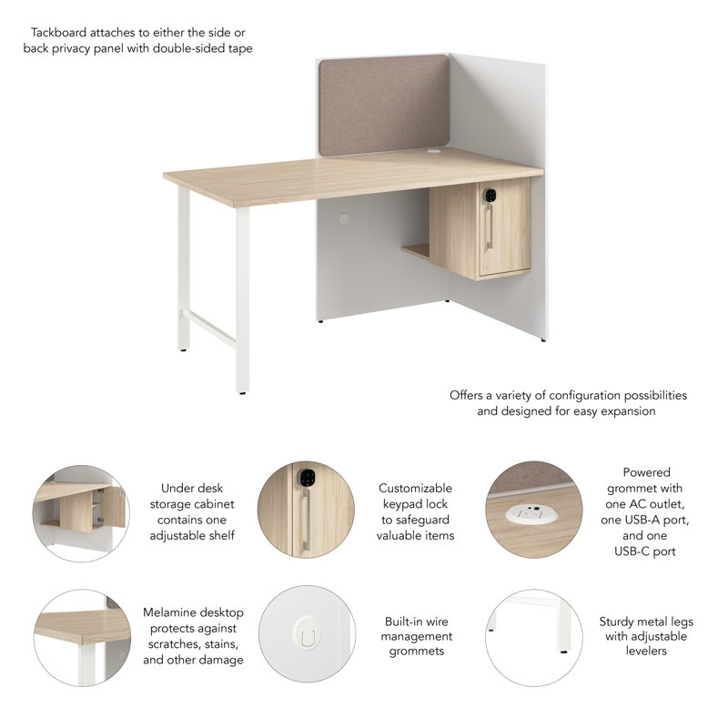 Bureau à casiers avec rangement Bush Business Furniture Hustle, H 48,19 po x l 59,37 po x P 30,39 po, Blanc / beige
