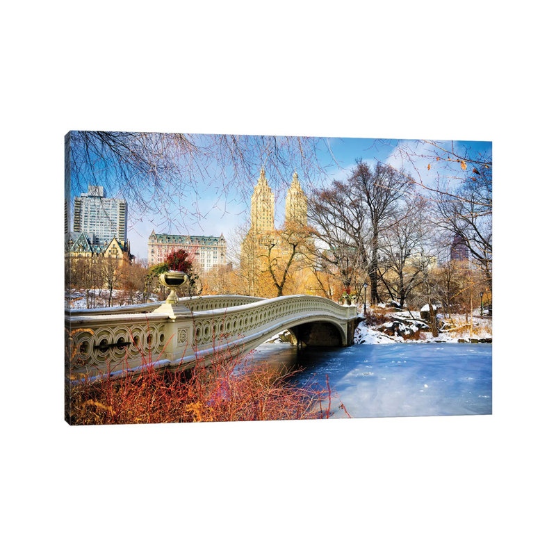 Frozen Central Park Bow Bridge New York City by Susanne Kremer - Wrapped Canvas Gallery-Wrapped Canvas Giclée