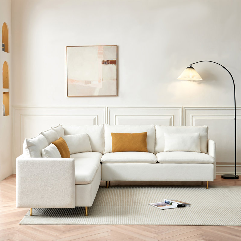 Canapé modulaire 3 pièces Mattin, Peluche beige