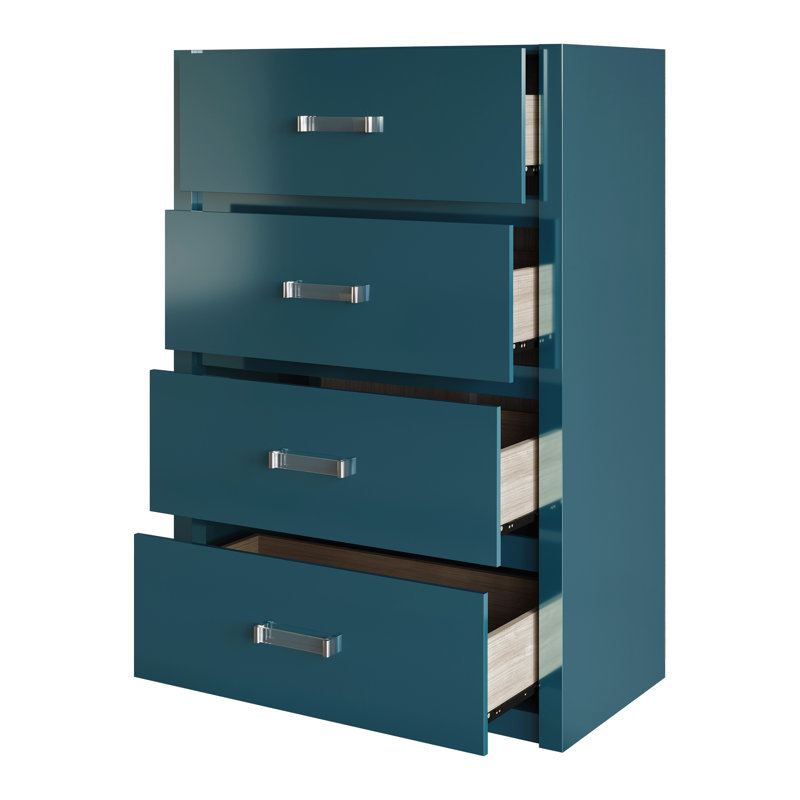 4 DRAWERS CHEST IN TEAL, Teal