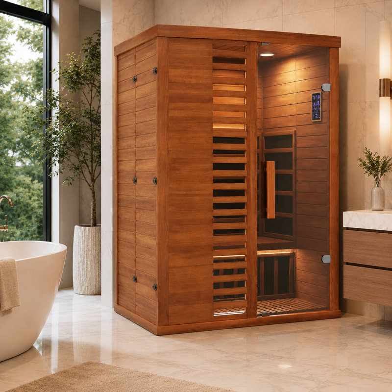 EASYHAWK 2-Person Infrared Sauna with Side Glass Panel and App Control