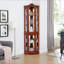 Corner Curio Cabinet With Lights, Adjustable Tempered Glass Shelves, Mirrored Back, Display Cabinet(E26 Light Bulb Not Included)