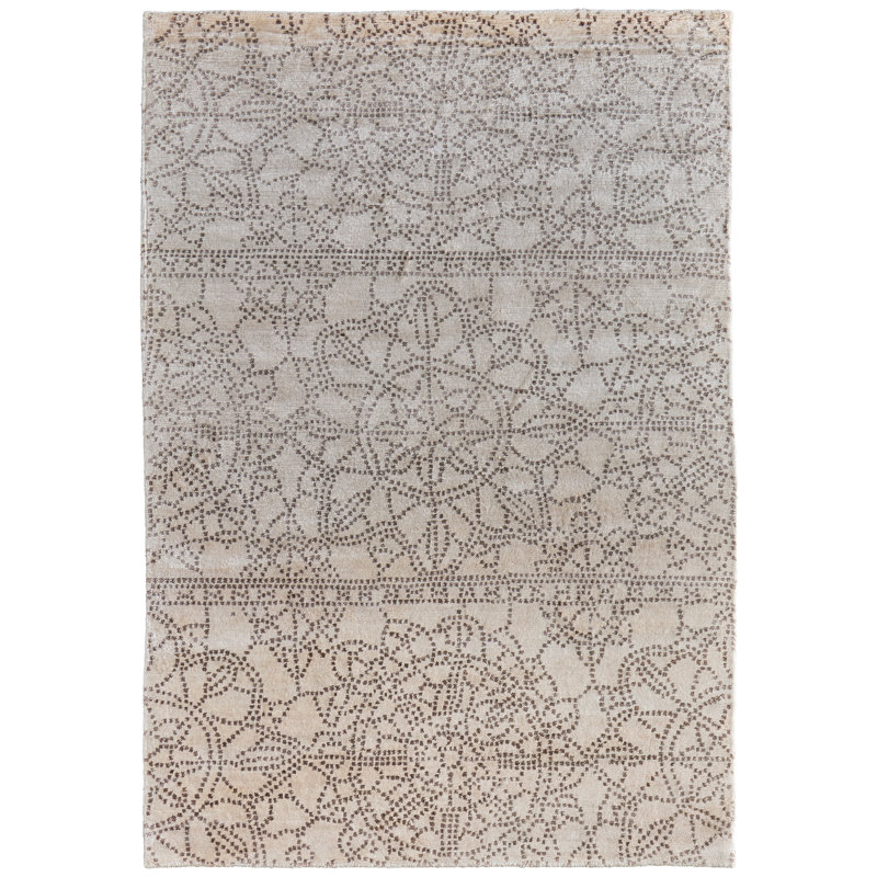 Tapis floral et botanique transitionnel Olivier, Rectangle 4 pi x 6 pi, Gris